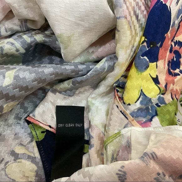 Jill Stuart Paola Mixed Floral Print Tie Neck Long Sleeve Silk Midi Dress 4 - Picture 9 of 10